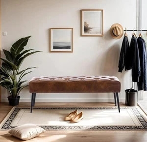 Modern Leather Upholstered Bench for Bedroom Entryway Ottoman (Free Shipping) - Picture 1 of 5