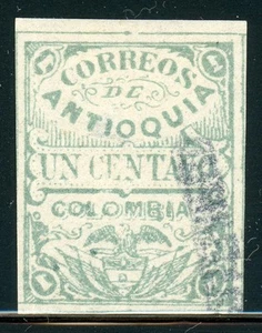 COLOMBIA - ANTIOQUIA Used Selections: Scott #22 1c Blue Green 1885 CV$8+ - Picture 1 of 1
