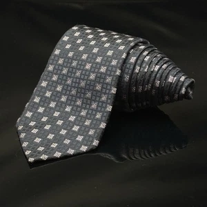 HUGO BOSS Men's Repp Silk Necktie ITALY Designer Geometric Blue Purple Tie 61” - Picture 1 of 6