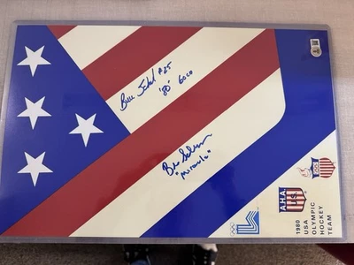 1980 USA Olympic Hockey Team Signed Display – Buzz Schneider & Billy Schneider  - Image 1 of 3