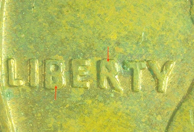 1960 D LINCOLN CENT DIE CHIPS OBVERSE SD CHIPS IN B & R *FREE SHIPPING * - Image 1 of 3