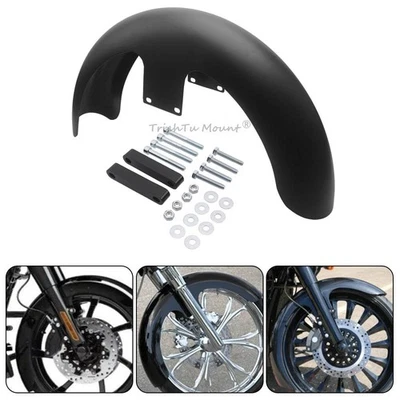 Matte Black 19" Wheel Wrap Front Fender For Harley Electra Glide Custom Baggers Foto 1 de 4