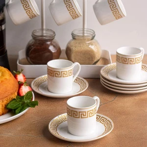 NEW The House of Florence Olympia Greek Key Espresso Set Of 6 Gold 90ml - Bild 1 von 2