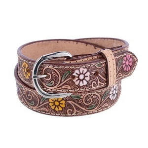 CTM Girls 1 Inch Floral Embossed Belt - Picture 1 of 3