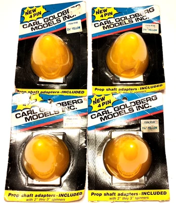 QTY 4) Carl Goldberg 148 Spinner 2-1/4" Yellow for RC Airplane New Old Stock - Image 1 of 4