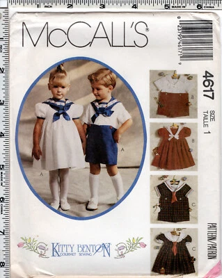 Vestido, top y pantalones cortos para niños pequeños McCalls Kitty Benton patrón de costura gourmet 4617 Foto 1 de 4