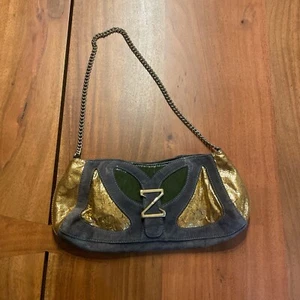 Zac Posen Vintage Gold Grey Green Clutch - Picture 1 of 9