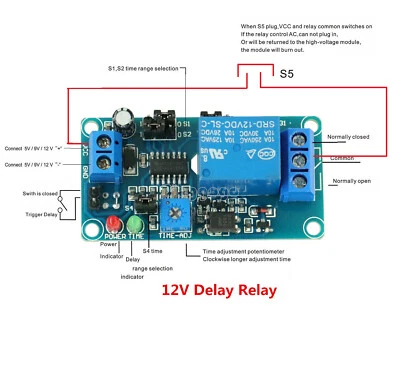 1Stks DC 12V Delay Relay Delay Turn on/Delay Turn off Timer Switch Module - Bild 1 von 4