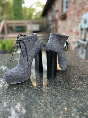 ALEXANDER WANG Constance Gray Wool Platform Ankle Boots Booties Euro 40 / 9.5 US - Image 1 of 4