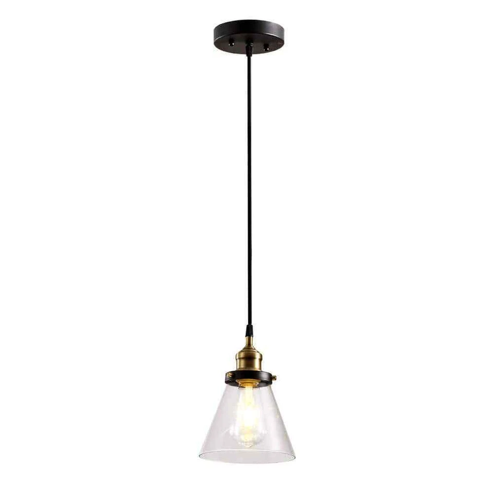 Cedar Hill 1-Light Black Pendant Light with Glass Shade Chandeliers Incandescent - Image 1 of 4