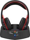 WallarGe Wireless Headphones for TV Watching with 5.8GHz RF Black Red 