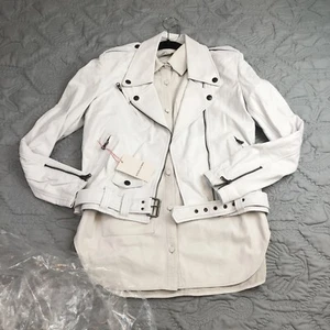 ALYSON EASTMAN MOTO Genuine Leather WHITE Jacket And Leather Shirt S $1095 - Picture 1 of 11