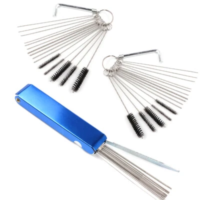 30 Needle 13 Wires Brush Carburetor Cleaning Kit Carb Dirt Jet Cleaner Tool 3Set - Image 1 of 4