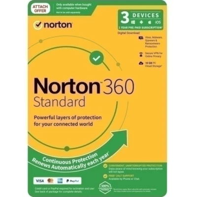 NEW Norton 360 Standard Protection - 1 User 3 Devices 1 Year Subscription - Image 1 of 3