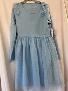 NWT Wonder Nation Blue Ribbed Tulle Tutu Dress Girls Long Sleeve XL ,XL +, XXL - Picture 1 of 2