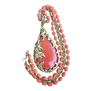Vintage Gold Tone Iconic “The Love Witch” 1960’s 1970’s Huge MCM Pendant Orange - Picture 1 of 11