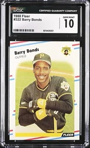 1988 Fleer - #322 Barry Bonds CGC 10 Gem Mint - Picture 1 of 2