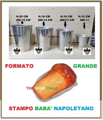 PROFESSIONALE FORMA STAMPO PER BABA' NAPOLETANO GRANDE ALLUMINIO DOLCE H.20 18 16 12 (7 2025)