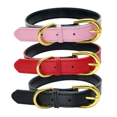 1PC Genuine Leather Dog Collar for Small Medium Large Dog Soft Puppy Collar - Image 1 of 4