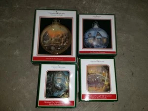 4qty Thomas Kinkade Painter of Light Christmas Ornaments Coynes NOS - Picture 1 of 4