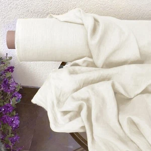 Off White Linen Fabric by the Yard – Soft Material for Upholstery & Curtains - Picture 1 of 3