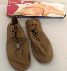 SO DANCA MD-02, Leder geteilte Sohle GHILLIE Tanzschuhe. Hellbraun, Größe 4. NEU - Bild 1 von 2