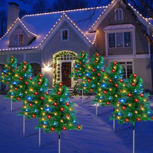 4 Pcs 35In Solar Christmas Tree Lights Solar Outdoor Christmas Tree with Wate... - Picture 1 of 15