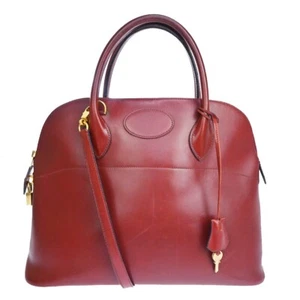 HERMES Bolide 35 2Way Shoulder Hand Bag Box Claf Leather ◯W BX GHW 690RH416 - Picture 1 of 18