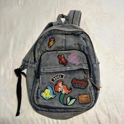 Disney Loungefly Ariel Denim Backpack Patch Little Mermaid  Lunchbox Exc RARE - Image 1 of 4