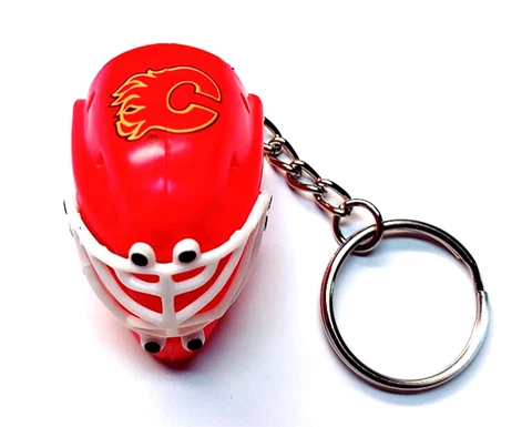CALGARY FLAMES HOCKEY MINI TEAM GOALIE MASK KEYCHAIN 1.5" TALL NHL LICENSED Cover