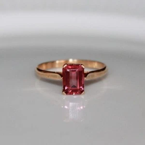 1 Ct Pink Tourmaline Engagement Solitaire Ring 10k Solid Rose Gold - Picture 1 of 5