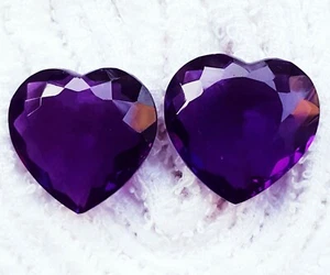 Par de piedras preciosas sueltas amatista natural forma de corazón 19+ quilates certificado R807 - Imagen 1 de 6