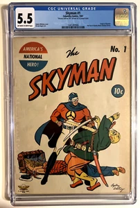 SKYMAN #1 CGC 5.5 COLUMBIA COMICS 1941 ORIGIN OGDEN WHITNEY BOODY ROGERS - Picture 1 of 2