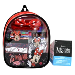Disney Minnie Mouse Hair Set Small Backpack Holding Head Band Braided Hair Ties - Picture 1 of 2
