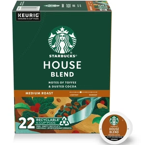 Cápsulas de café tostadas medianas Starbucks Keurig House Blend -22 quilates - Imagen 1 de 7