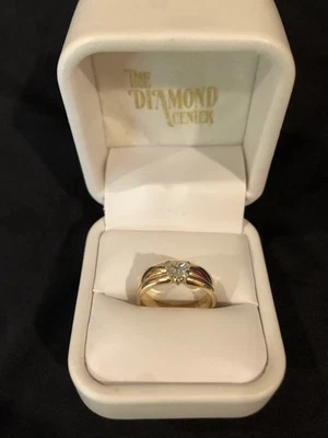 Heart Shaped Diamond Engagement And Gold Wedding Band Set - Image 1 of 4