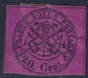 STATO PONTIFICIO 1867 Seconda emissione (20c rosso indiano) MH* - Imagen 1 de 1