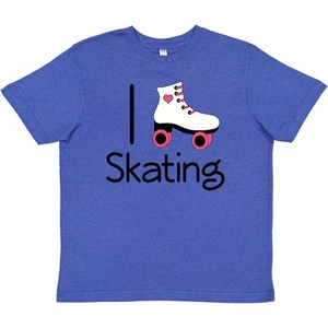 Inktastic Roller Skate Lover Youth T-Shirt Skating Skates I Heart Love Cute Pink - Picture 1 of 3