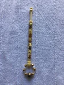 Bone Bobbin With Lovely Gold And Silver Flowers, Spangled Attractively - Picture 1 of 2