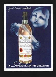 RARE 1935 Collectible ART DECO Bacardi Santiago De CUBA Recipe Card NICE Artwork - Picture 1 of 2