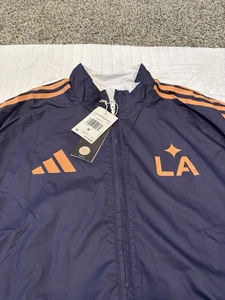 ADIDAS LOS ANGELES GALAXY MEDIUM ANTHEM REVERSIBLE JACKET NAVY LAG ATM NWT $110 - Picture 1 of 13