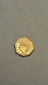 Fraccional 1881 OCTÁGONO CABEZA INDIA 1/4 CALIFORNIA FICHA LLENA DE ORO - Imagen 1 de 5