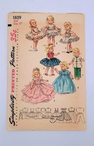 1956 Simplicity Baby Doll Clothing Pattern #1809 - Picture 1 of 9