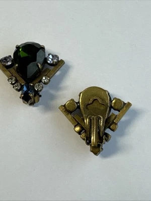 clips ohrringe ohne ohrloch Grün-Blau Dreieck Steine  Modeschmuck 1c158 - Bild 1 von 4