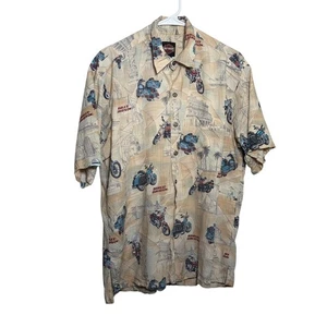 Harley Davidson Shirt Men's Medium Button Up Hawaiian Short Sleeve Bike - Picture 1 of 13