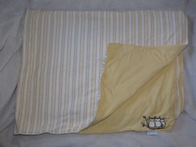 Linda manta a rayas de búho verde amarillo vintage Gymboree 2001 Who Whoo's Who's Foto 1 de 4