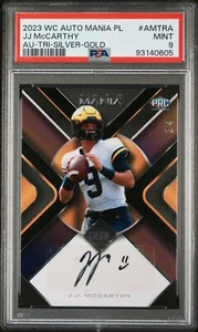JJ McCarthy 2023 Wild Card Auto Mania Triangle Silver Gold Autograph /4 PSA 9 - Picture 1 of 2