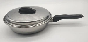 FLINT EKCO 8" Skillet Frying Pan with Lid Stainless Radiant Heat Core Vintage - Picture 1 of 6