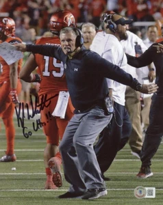 KYLE WHITTINGHAM SIGNED 8x10 PHOTO UTAH UTES HEAD FOOTBALL COACH BECKETT BAS - Picture 1 of 2