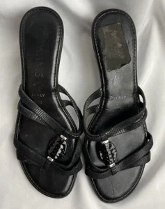Sandalias de cuña negra Damiani Italia talla 8. - Imagen 1 de 9